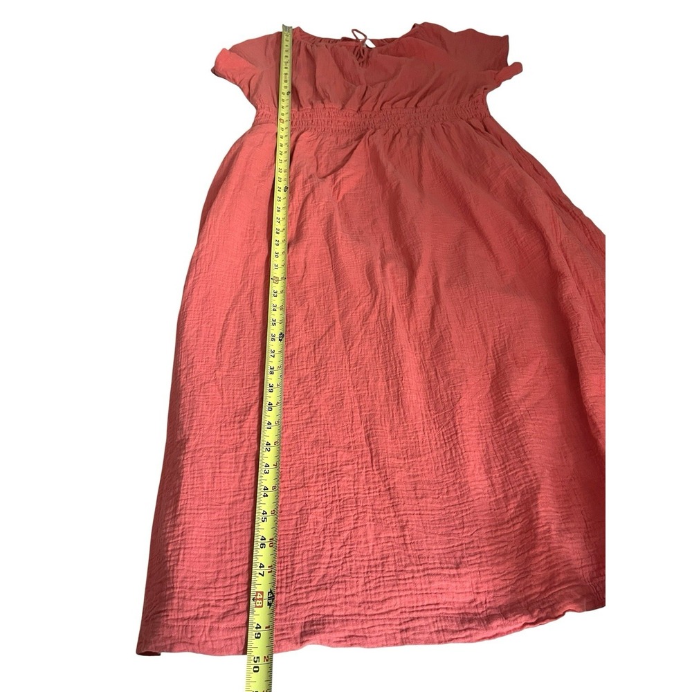 Pact Coastal Double Gauze Boho Coral Midi Dress Sz XL Organic Cotton Beachy - Picture 15 of 16
